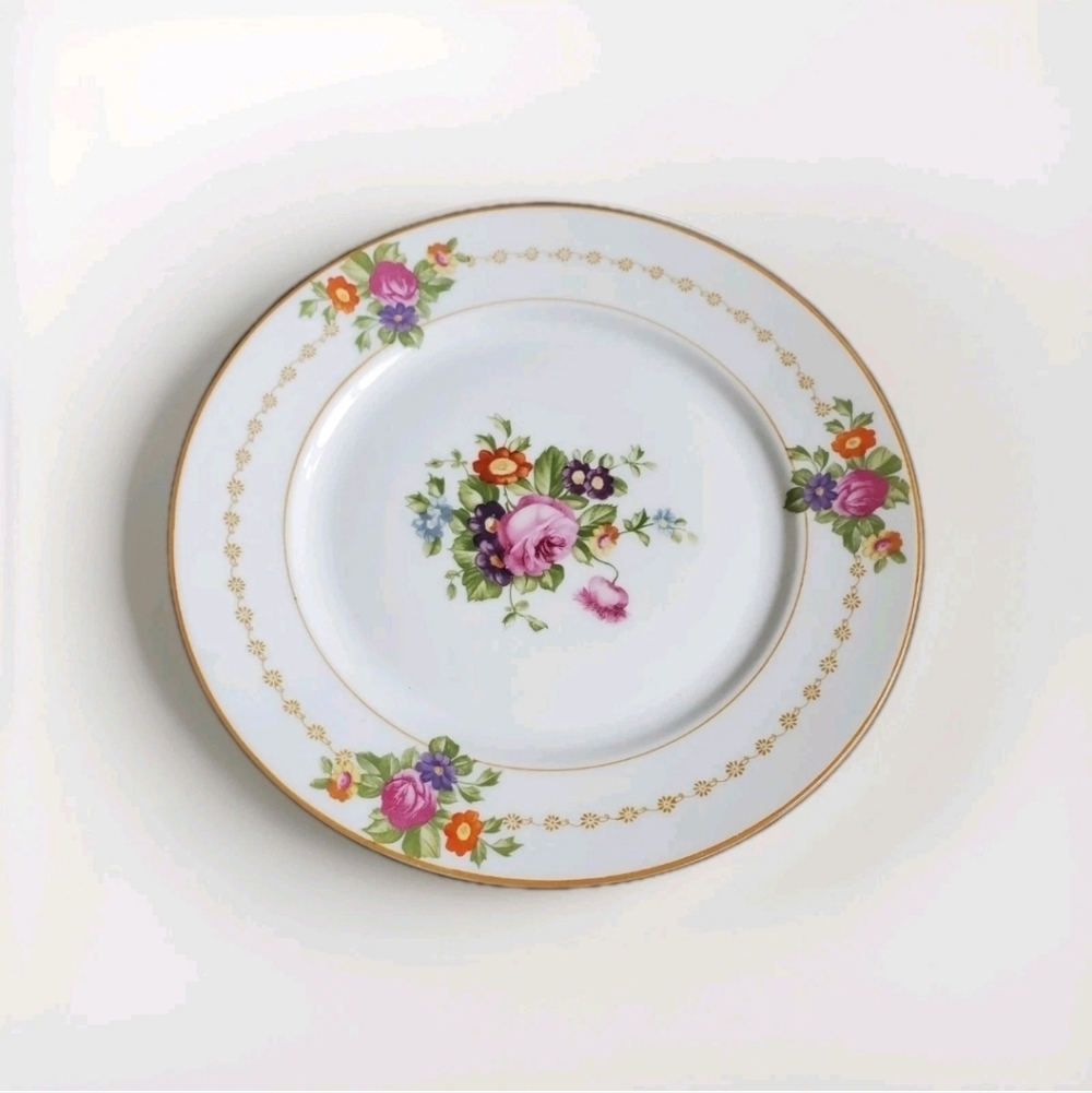 Antique Rosenthal Selb Bavaria Early 1900s Floral Gold Trim Salad Plate 7.5"